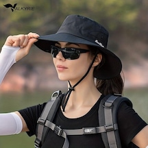 Valkyrie Outdoor Güneş Şapkası Unisex Kamp Trekking Safari Balıkçı Şapkası Uv Koruma Siyah Siyah