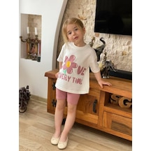 Jolly Kids Kız Çocuk Papatya Baskılı Fitilli Şortlu Takım Somon