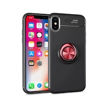 Apple iPhone Uyumlu Xs Max Kılıf Range Yüzüklü Silikon - Siyah-kırmızı Bz8683140006914