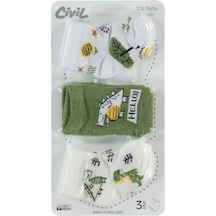 Civil Baby Hello Dino Desen Asetat 0-24 Ay Çorap Setleri - Standart Standart