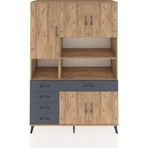Hyperion Dolap 9 Raflı 5 Çekmeceli 5 Kapaklı 132x44x195 Çam-çam/antrasit Atlas Çam/antrasıt - Atlas Çam