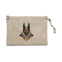 Mısır Anubis Krem Clutch Astarlı Cüzdan / El Çantası