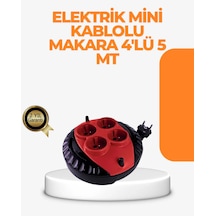 Kırmızı Renk 5 Metre 4 Lü Kablolu Priz Makarası Diğer