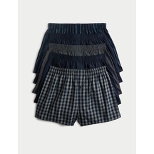 Marks & Spencer Saf Pamuklu 5'li Dokuma Boxer Seti T14003846 Lacivert