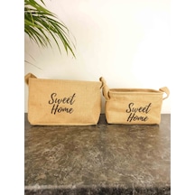 BİTKİ TASARIMI SWEET HOME JÜT HASIR EV DÜZENLEYİCİ MUTFAK BANYO SALON SEPETİ KATLANIR SIVI KORUMALI İKİLİ SET O-K