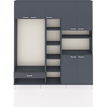 Arges Dolap 11 Raflı Tek Çekmeceli 7 Kapaklı 220x30x243 Antrasit-antrasit/antrasit Antrasıt/antrasıt