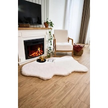 Apex Palma Krem Peluş Post Şekilli Halı Krem
