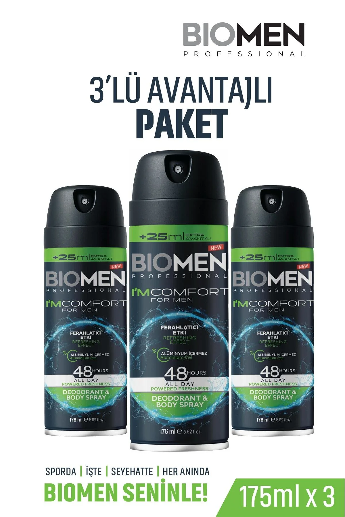 Deodorant & Body Sprey For Men Ferahlatıcı Etki I'm Comfort 3x 175 Ml