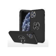 Ilkeshop Newface Apple iPhone Uyumlu 11 Pro Max Kılıf Elit Yüzüklü Kapak - Siyah