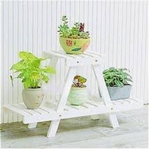 Saksı Standı Bahçe Dekoratif Çiçeklik Rafı Ahşap 3 Katlı Saksılık (483466611)