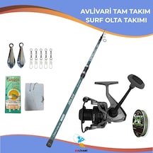 Avlivari Albastar Castrollo 420 Cm 100-200 Gr Carbon Surf Olta Seti + Albastar March 6000 Metal Olta Makinesi Tam Takım Kıyı Balıkçılığı-10276