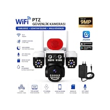 9 Mp Wi-fi Ptz 3 Lensli Dış Mekan Akıllı Güvenlik Kamerası Çakar Flaşörlü + 12v Adaptör Dahil Wifi Bs W3