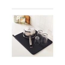Bulaşık Matı Süper Emici Bulaşık Kurutma Örtüsü 45x36cm Katlanabilir Bulaşık Matı Siyah Plastik Siya Diğer