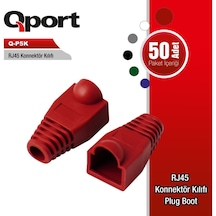 Qport Q-P5K Rj45 Konnektör Kılıfı 50'Li Paket Kırmızı