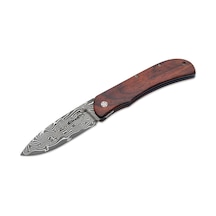 Böker Plus Exskelibur i Cocobolo Damascus Kamp Çakı Kahverengi - Gümüş