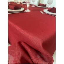Simli Dertsiz Salon Masa Örtüsü Kırmızı 13 Parça