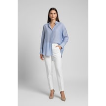 Only Onloregon Teagan L/s Shırt Aop Wvn Kadın Mavi Gömlek - 15369488
