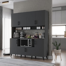 Nora Kahve Köşesi Çok Amaçlı Dolap Kiler Mutfak Dolabı Füme 140cm Antrasit
