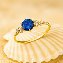 14 Ayar Altın Minimal Safir Yüzük 14 Ayar Altın