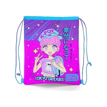 Coral High Kids Mor Pembe Mavi K-pop Desenli İpli Büzgülü Sırt Çantası 22477 Pembe