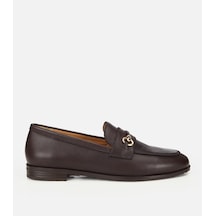 Hotiç Kadın Deri Kahverengi Tokalı Klasik Loafer