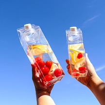 Süt Kutu Tasarımlı Su Kahve Içecek Şişesi Cam Değildir Kahve Ve Sunum Bardağı Ve Matarası 500-600ml Çok Renkli