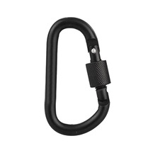 Microcase Vidalı Kilitli Karabina Askı 5.5 Cm - Çok Amaçlı D Tipi Kamp Anahtarlık Çanta Kampçılık Ekipman Sabitleme Kancası Siyah 1 Adet - Al5886