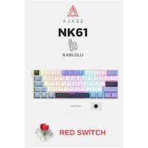 Ajazz Nk61 Red Switch Kablolu Hot-swap Klavye Rainbow Aydınlatma Taşıma Bandı Mavi-beyaz
