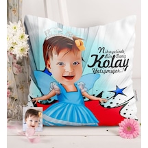 Kişiye Özel Kız Çocuk Karikatürlü Saten Yastık - 1