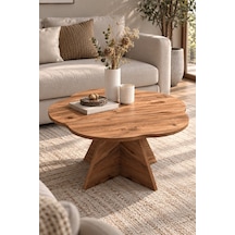 Sulorahome Çiçek Formlu Kahverengi Orta Sehpa 70 Cm Atlantik Çam
