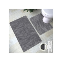 Plato Halı Akustik 2'li Set Premium Banyo Takımı 50x60 Klozet - 60x100 Klozet Takımı Gri