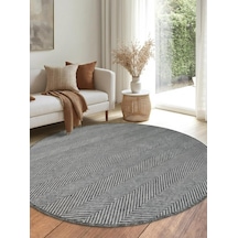 Yuvarlak Sisal Elit 1002 Gri Hasır Görünümlü Modern Salon Oturma Odası Dört Mevsim Halı Antrasit Antrasit