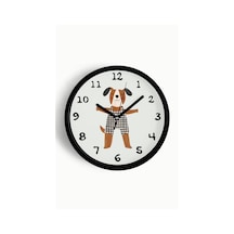 Sevimli Köpek Çocuk Odası Duvar Saati - 30cm - Önü Camlı Siyah Kasa - Sessiz Mekanizma-jh1088 Siyah