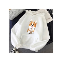 Tarzsokak Beyaz Süt Çay Bardağı Corgi Moda Unisex Hoodies Bahar Sonbaharrahat Hoodies Öğrenci