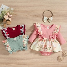 4531854 Kız Bebek Romper Elbise Kıyafetler Sonbahar Uzun Kollu Giyisi Babygrow Tulum Giysileri