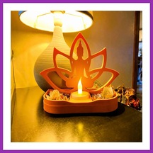 Bezos 3d Baskı Lotus Buda Mumluk - Dekoratif Tealight Mumluk-turuncu Bty