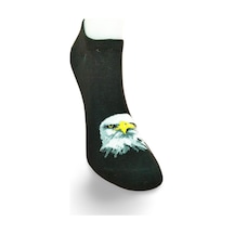 Siyah Beyaz Kartal Desenli Sportif Unisex Kısa Bilek Çorap Yazlık 1 Çift Çok Renkli