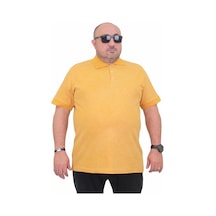 Moc Grande Mocgrande Erkek Büyük Beden Polo Yaka Mat Baskılı Tişört 24451 Hardal-Hardal
