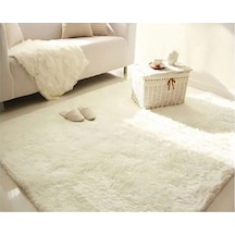 Raschel Carpet Krem Lüks Raschel Kaymaz Taban Peluş Halı Yolluk Krem