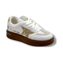 Mıa Marya 7020-26 Simli Yıldızlı Trend Fashion Kadın Sneaker Beyaz