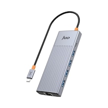 Juo Type-c 9 Portlu Dual 4k 60hz Hdmı Mst Gigabit Ethernet Dönüştürücü 100w Pd 4 Usb 3.2 Çoklay
