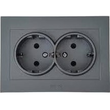 Ovivo Grano Füme Ikili Topraklı Priz Çerçeveli