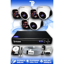 Picam 6 Kameralı Panda 3 İç Kamera Set 100 GB HDD Full HD Gece Görüşlü Güvenlik Kamerası Sistemi