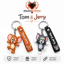Tom Ve Jerry Silikon Anahtarlık Beyaz - Kahverengi