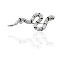 Oya Silver Beyaz Taşlı Yılan Gümüş Broş 5.7x2.5cm 61112601