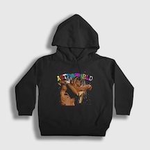 Presmono Unisex Çocuk Hug Astroworld Travis Scott Kapüşonlu Sweatshirt Siyah