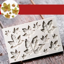 Gri Beyaz Mutfak Çikolata Sugarcraft Silikon Fondan Kalıp Kek Dekor Akçaağaç Yaprakları Kalıp