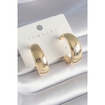 Pirinç Gold Renk İşleme Detay Kadın Küpe Diğer