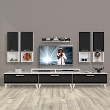 Decoraktiv Ekoflex 8da Mdf Retro Tv Ünitesi Tv Sehpası Beyaz - Siyah