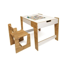 Mınera Anka 1 Aktivite Masası Ve 1 Sandalye Naturel&beyaz Çok Renkli